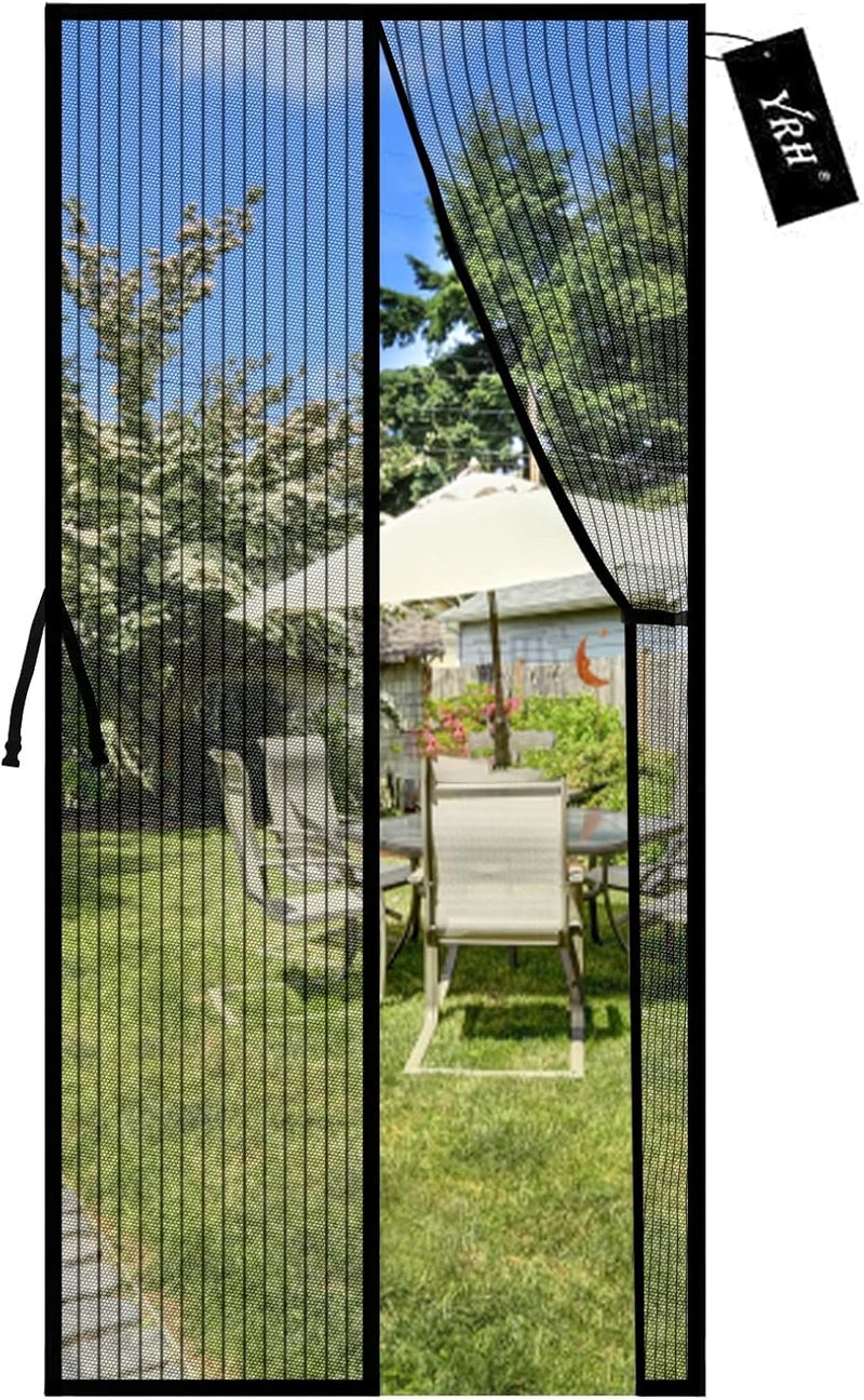YRH Magnetic Fly Screen Door with Stay Open Buckles - Door Curtains Heavy Duty Self-Sealing Mesh,Powerful Magnets (Fit for Door Size:36x82 Inch,Screen Itself Size:38x83 Inch, Black) - Image 1
